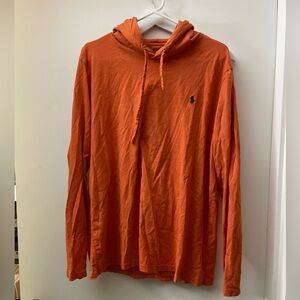 Men's Orange Hoodie Shirt polo large